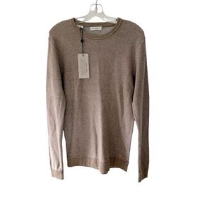 Selected Homme Waffle Knit Long Sleeve Shirt Tan Brown Organic Cotton Men Large